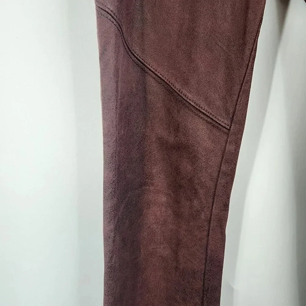 Free People Women's Faux Leather‎ Mid Rise Vegan Leggings In Wine Size 25